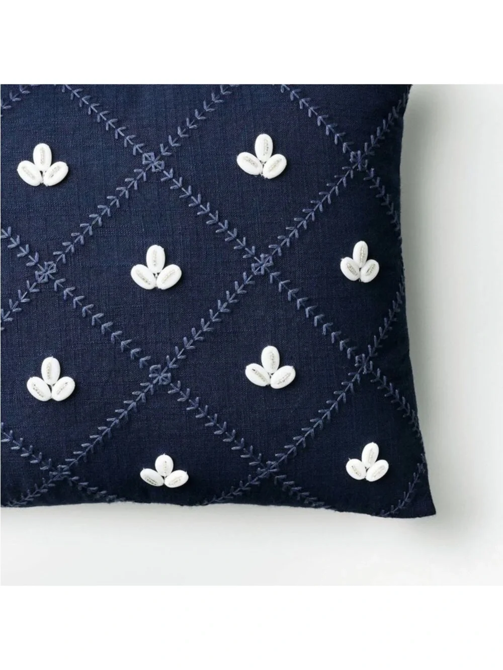 NEW! Embellished Shell Navy Lumbar Pillow - Threshold w/Studio McGee, 20”x14”